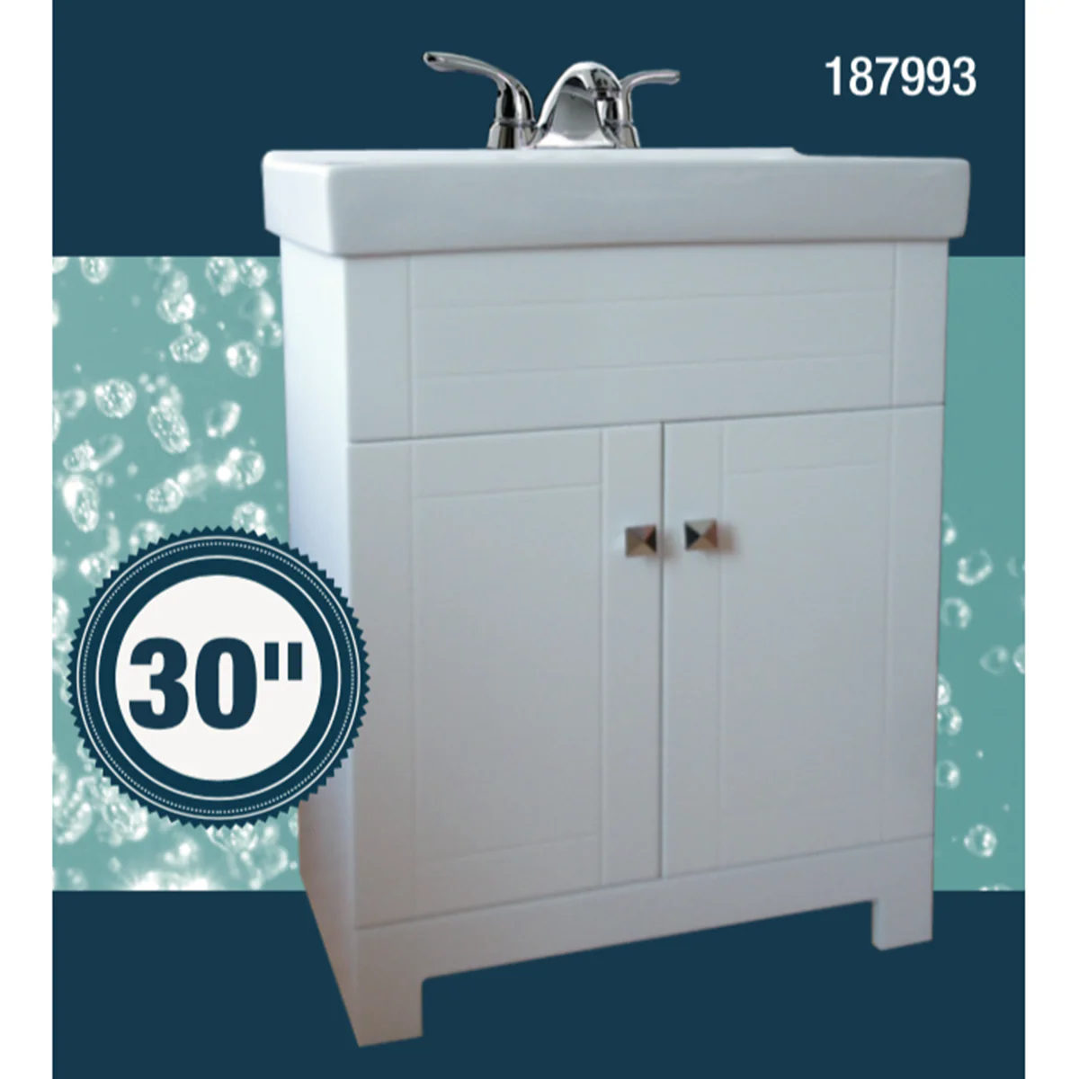 2-Door White Vanity and Ceramic Top - Image 3