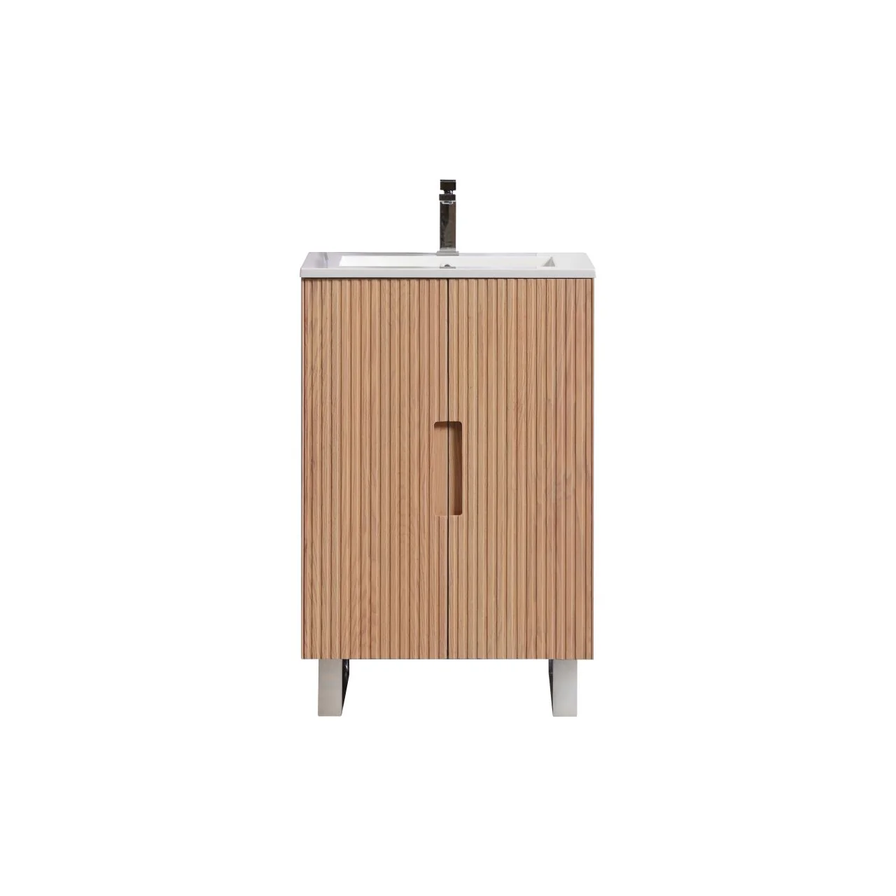24” Fiore Free Standing Bathroom Vanity w/ Chrome Legs – Oakwood - Image 2