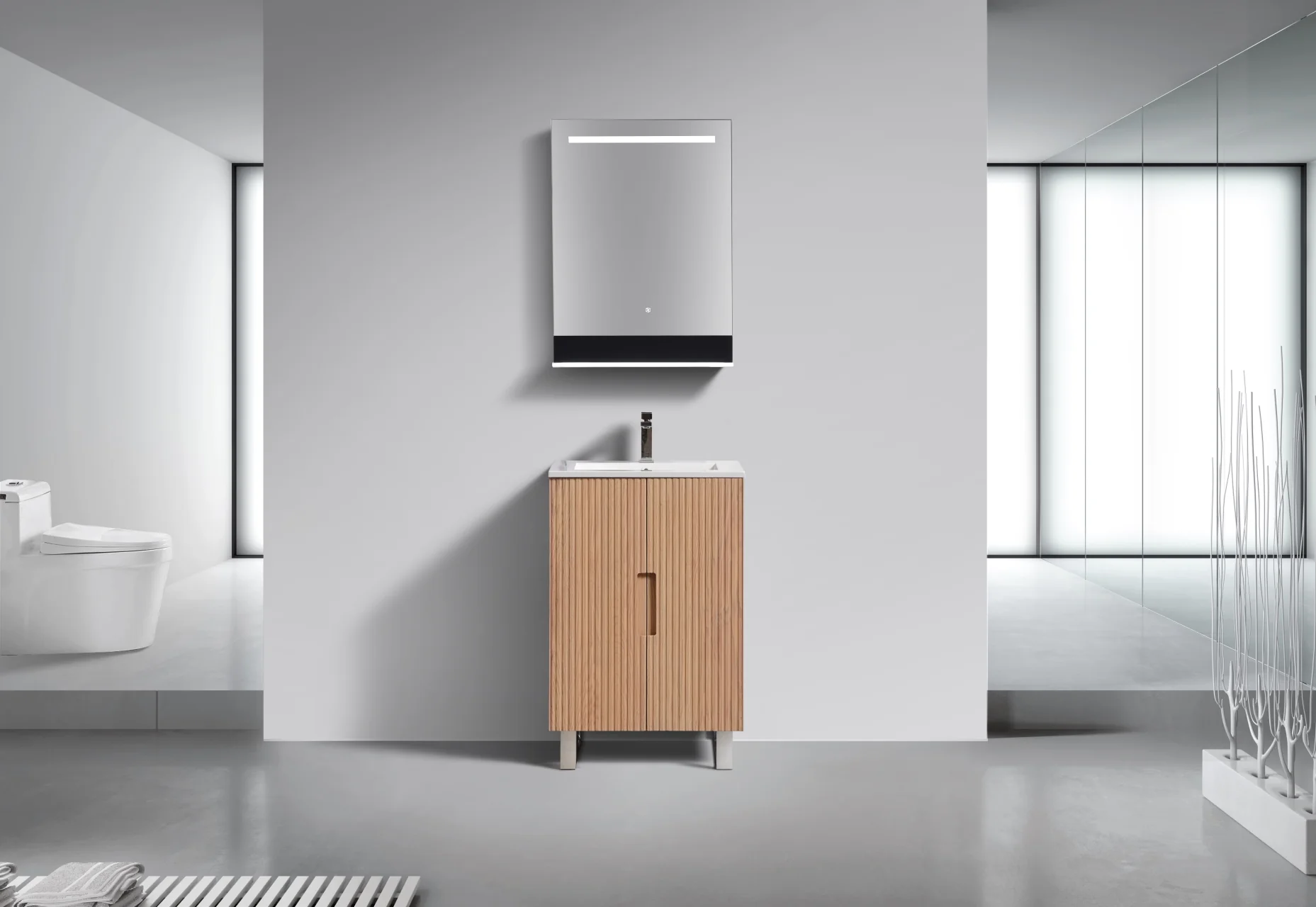 24” Fiore Free Standing Bathroom Vanity w/ Chrome Legs – Oakwood - Image 4