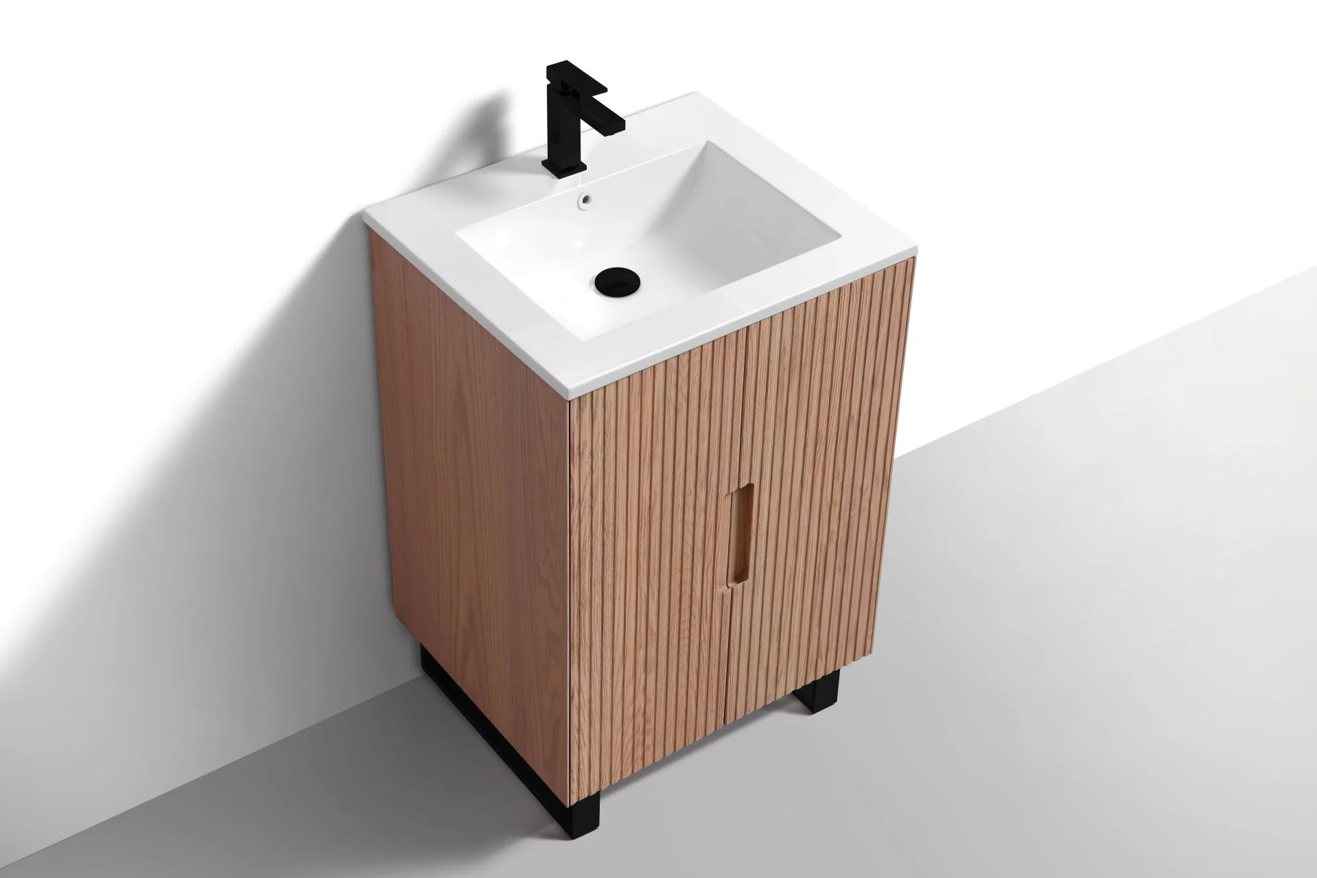 24” Fiore Free Standing Bathroom Vanity w/ Matte Black Legs – Oakwood - Image 5