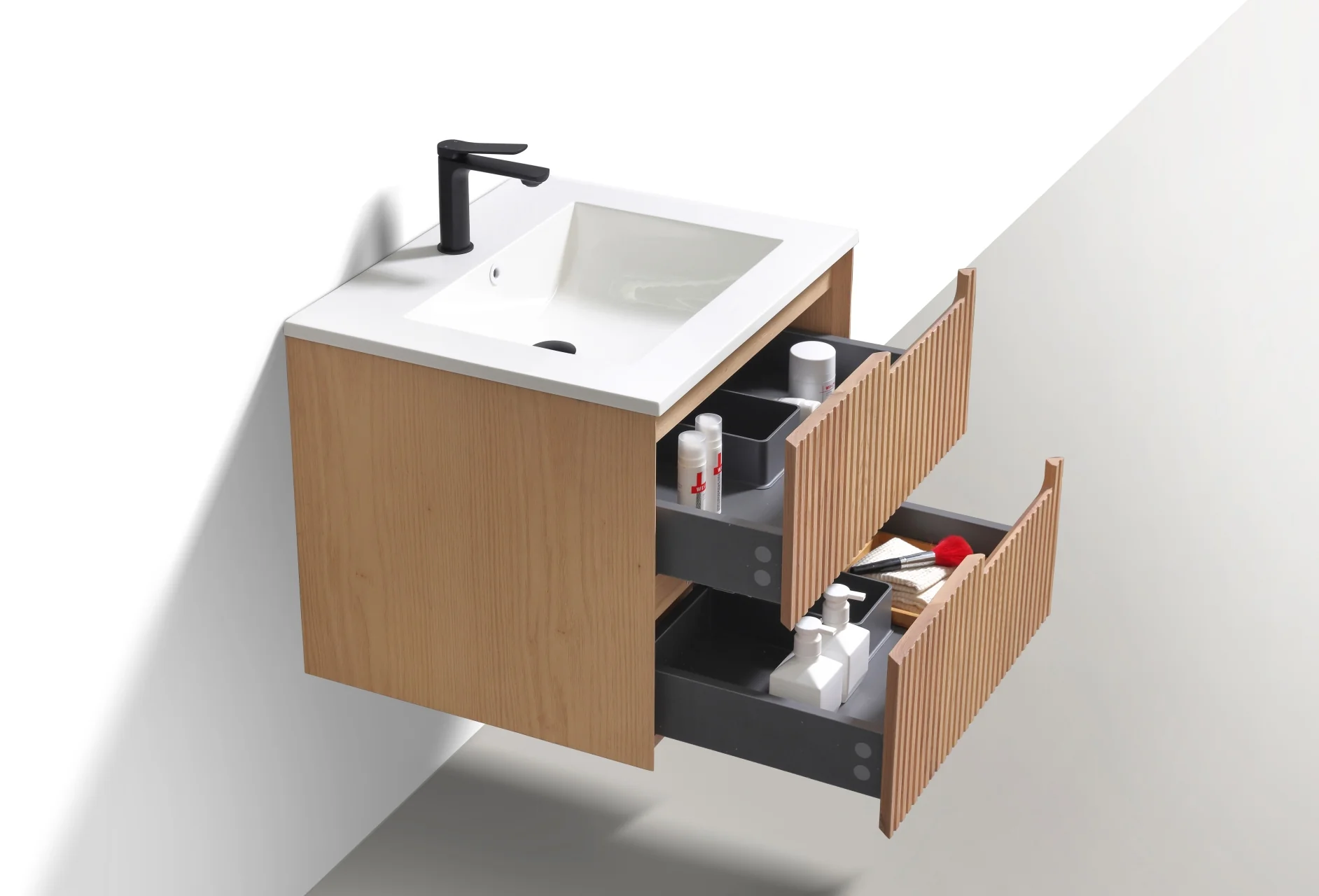 24'' Fiore Modern Wall Mount Bathroom Vanity - Oakwood - Image 3