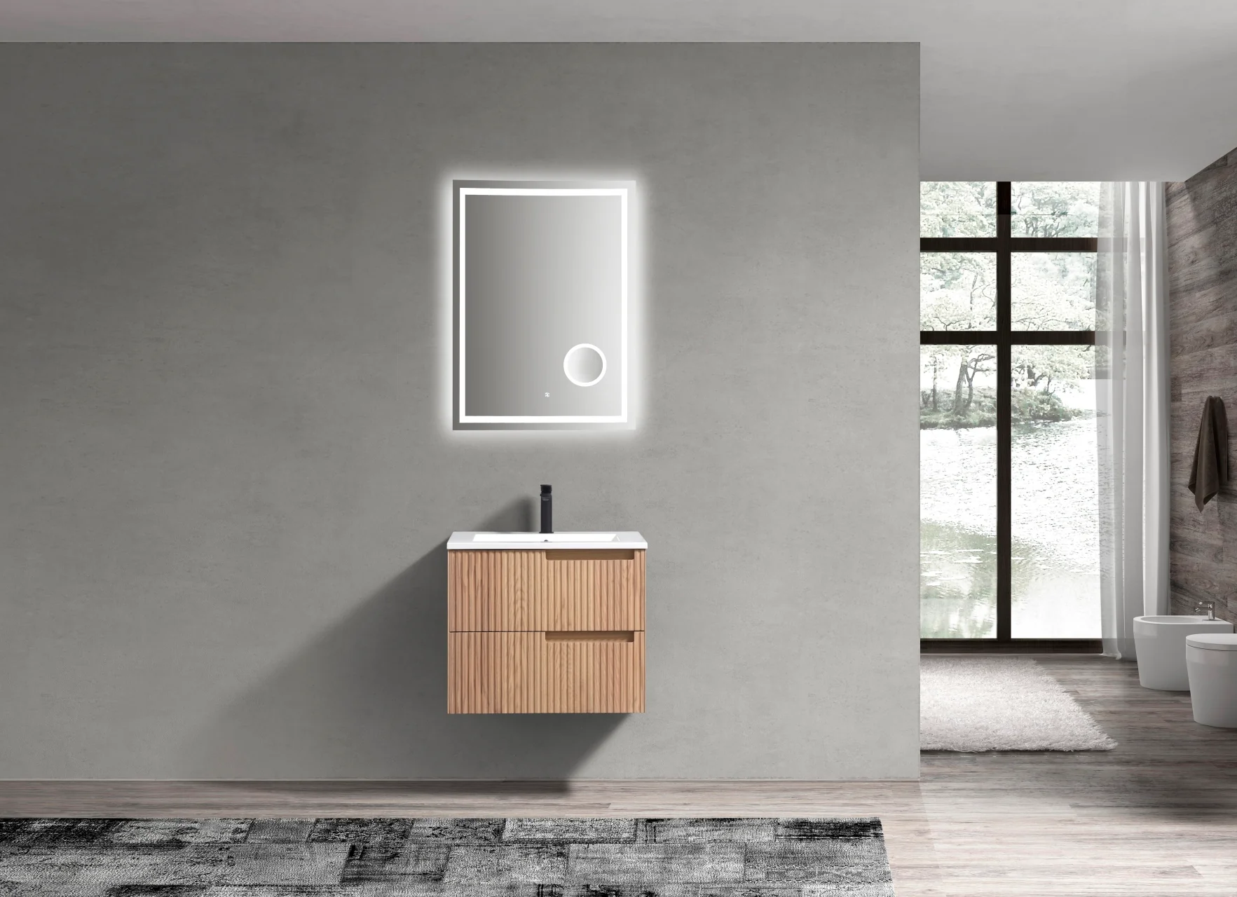 24'' Fiore Modern Wall Mount Bathroom Vanity - Oakwood - Image 4
