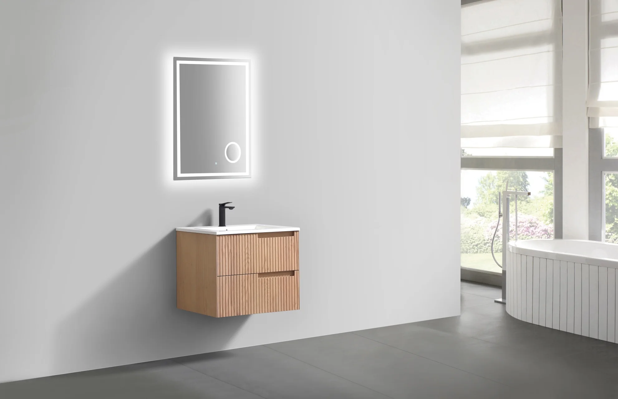 24'' Fiore Modern Wall Mount Bathroom Vanity - Oakwood - Image 5