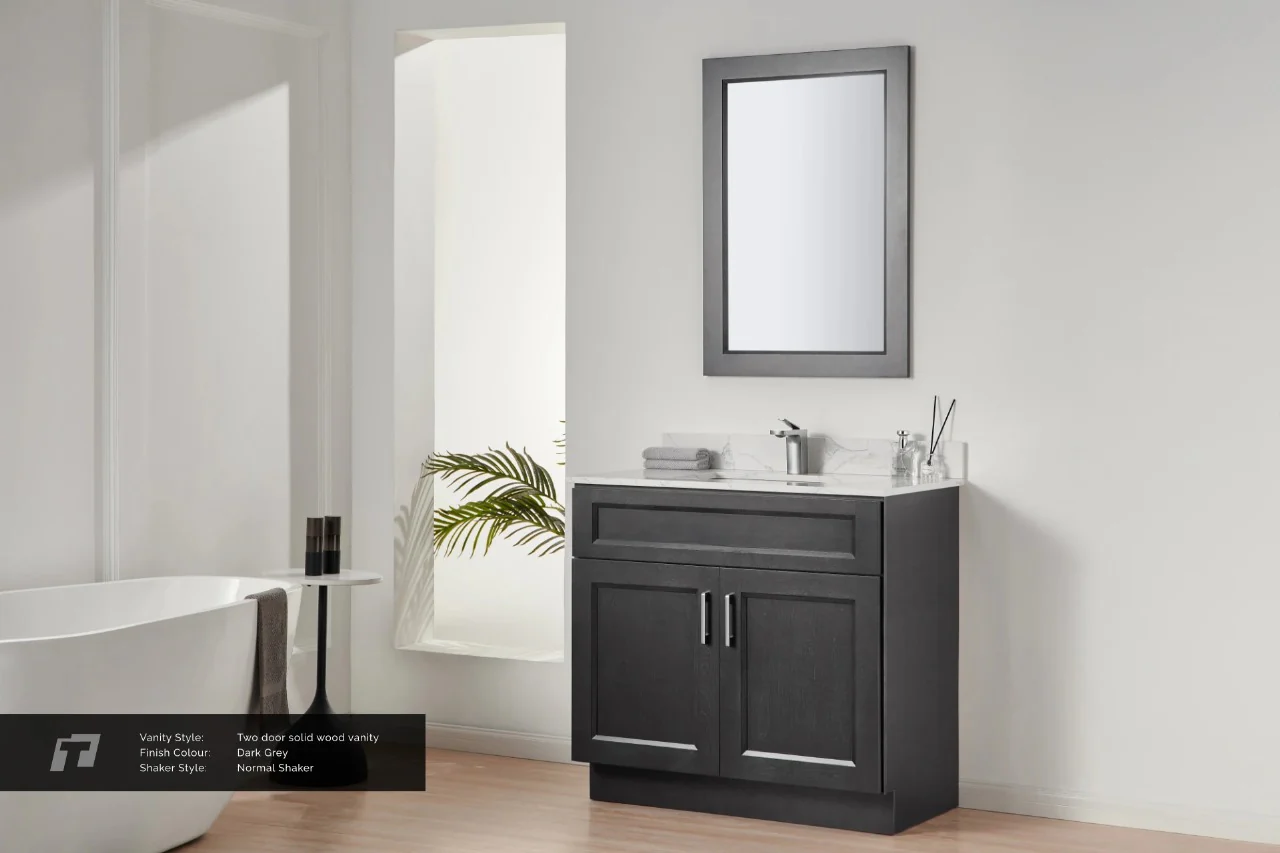 24″ Solid Wood Charcoal Shaker Style Vanity Dgs24 With Quartz Top - Image 3