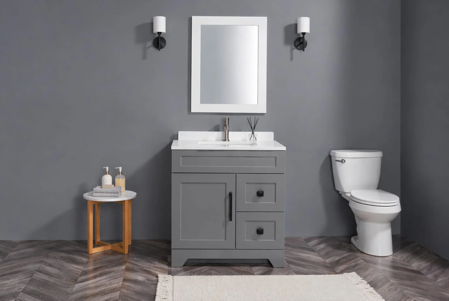 24" HDF Vanity With Quartz Top - Image 3
