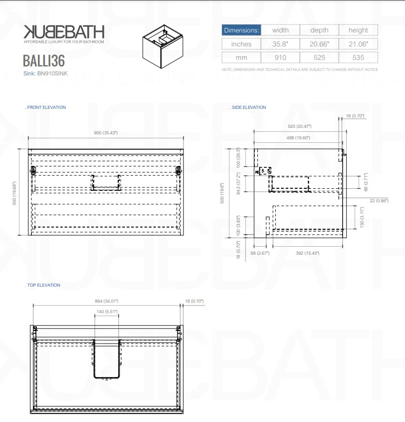 36″ Inch Balli Modern Bathroom Vanity In High Gloss White Finish - Image 6