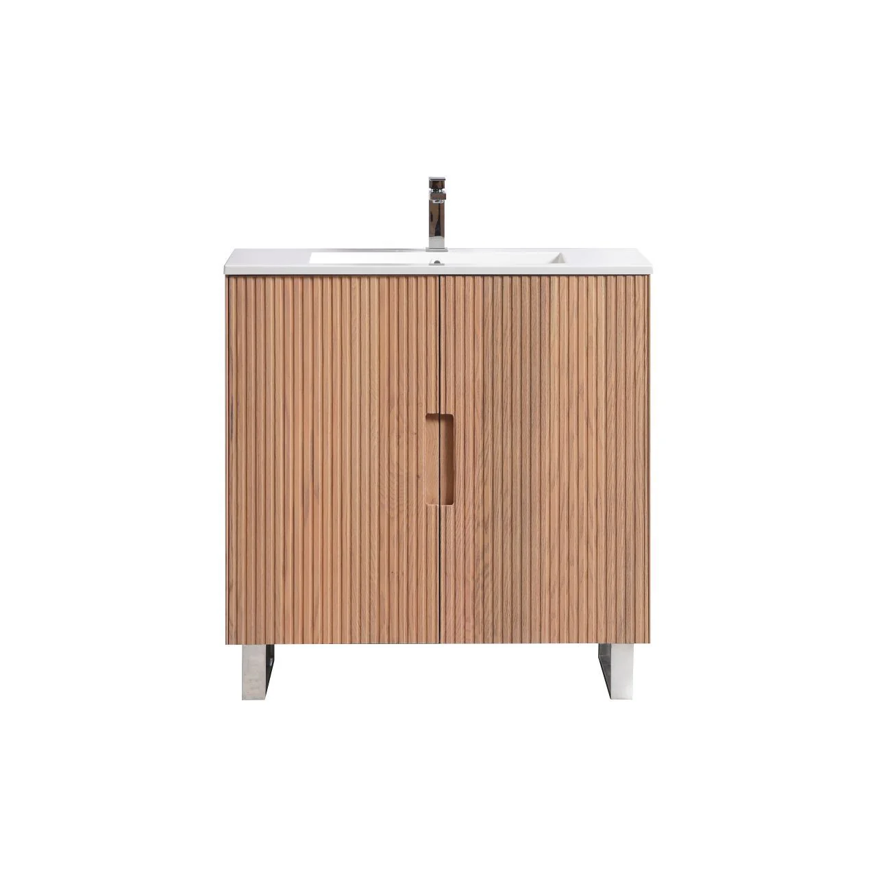 36” Fiore Free Standing Bathroom Vanity w/ Chrome Legs – Oakwood - Image 3