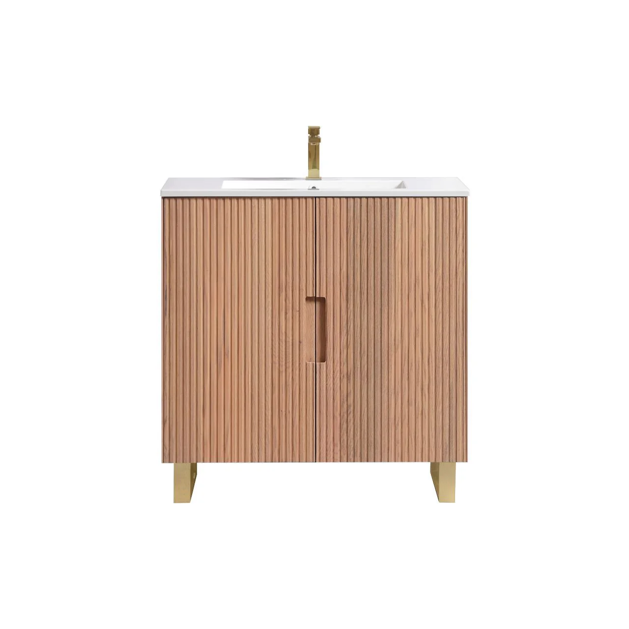 36” Fiore Free Standing Bathroom Vanity w/ Gold Legs – Oakwood - Image 4