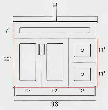 36" HDF Vanity With Quartz Top - Image 3