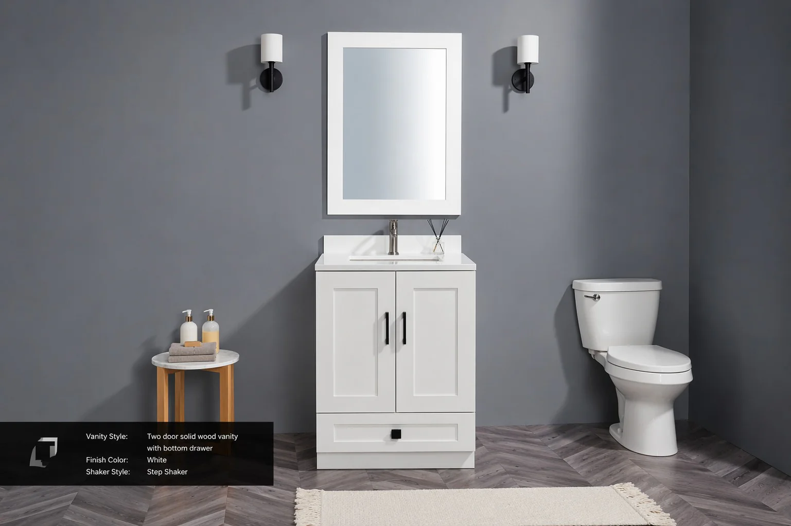 36″ Solid Wood White Shaker Style Vanity Ws36 With Quartz Top - Image 9
