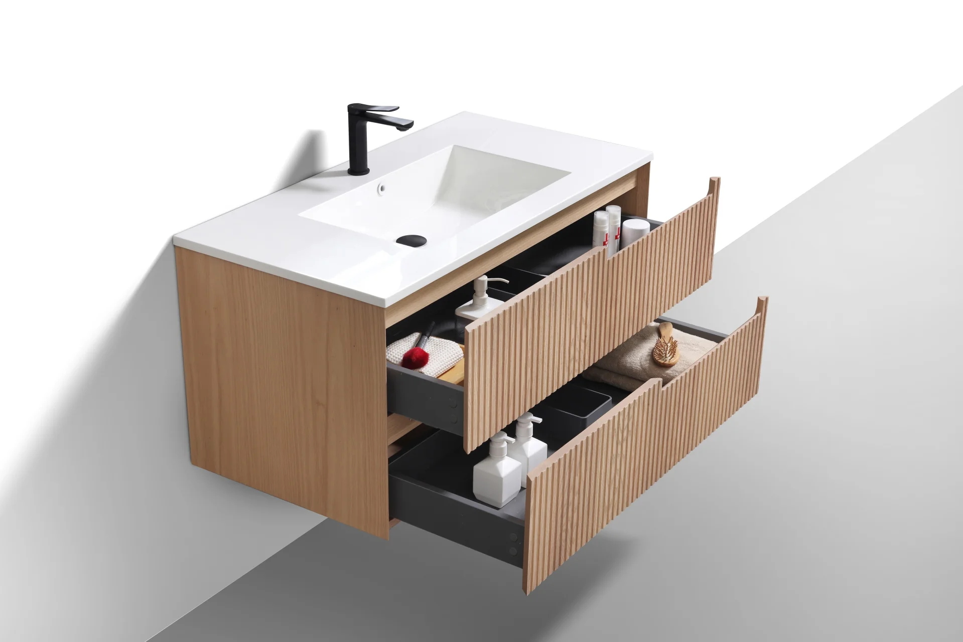 40” Fiore Modern Wall Mount Bathroom Vanity – Oakwood (ETA - MID APRIL) - Image 3