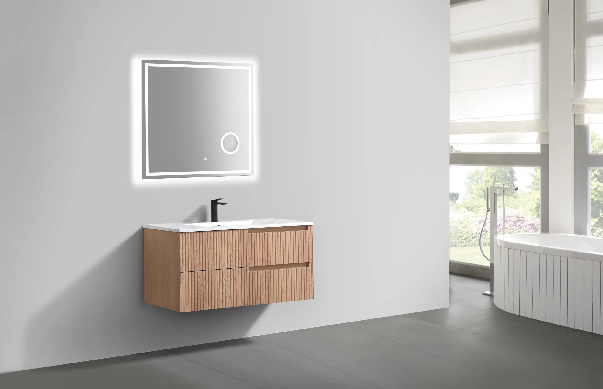 40” Fiore Modern Wall Mount Bathroom Vanity – Oakwood (ETA - MID APRIL) - Image 5