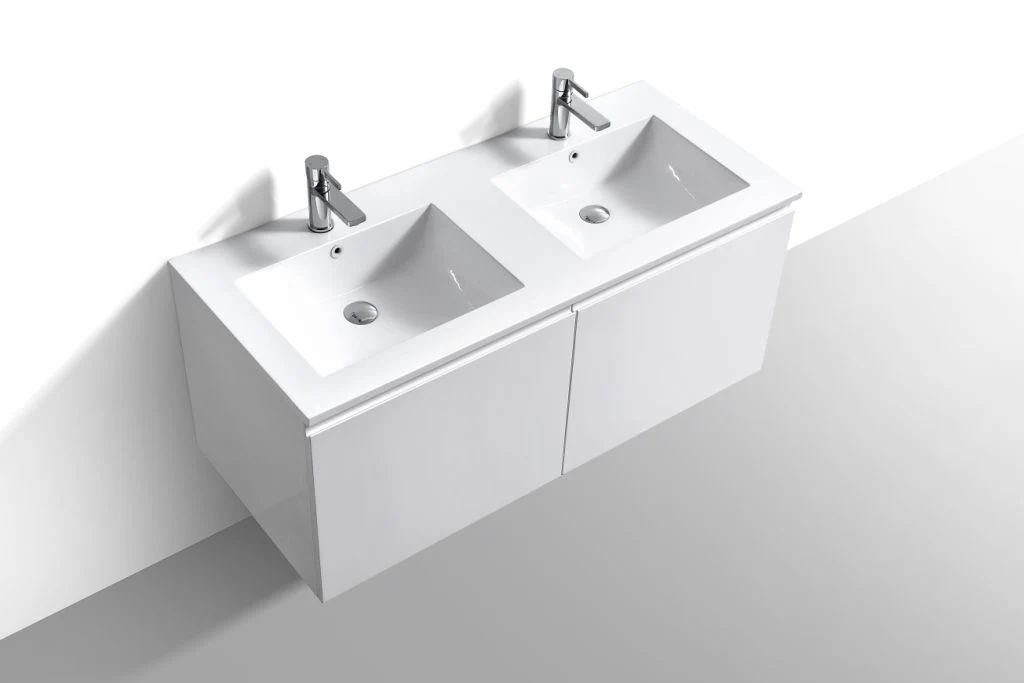 48″ Inch Double Sink Balli Modern Bathroom Vanity In High Gloss White Finish - Image 4