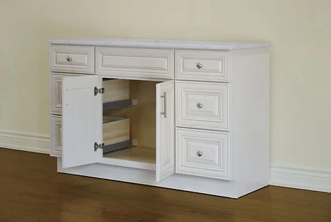 48" Solid Wood Ivory White Classic Style Vanity Ic48 With Quartz Top - Image 2