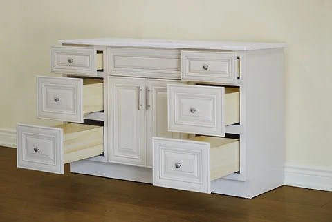 54" Inch Solid Wood Ivory White Classic Style Vanity Ic54 With Quartz Top - Image 3