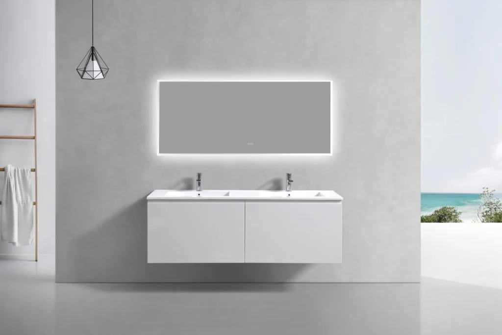 60″ Inch Double Sink Balli Modern Bathroom Vanity In High Gloss White Finish - Image 3