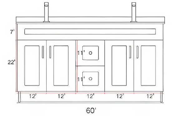 60" HDF Vanity With Quartz Top - Image 4