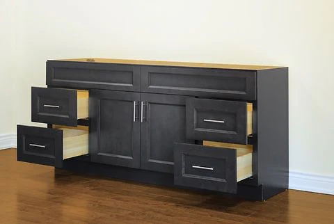 72" Inch Double Sink Solid Wood Charcoal Shaker Style Vanity Dgs72 With Quartz Top - Image 3