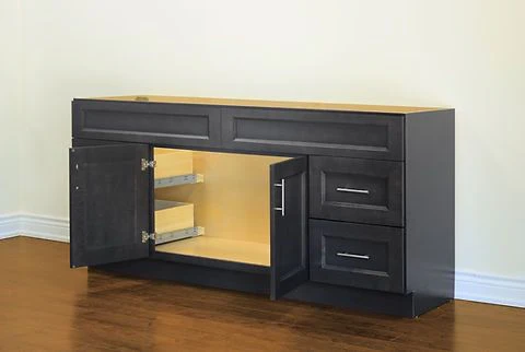 72" Inch Double Sink Solid Wood Charcoal Shaker Style Vanity Dgs72 With Quartz Top - Image 4
