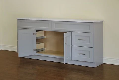 72" Inch Double Sink Solid Wood Light Grey Shaker Style Vanity Gs72  With Quartz Top - Image 3