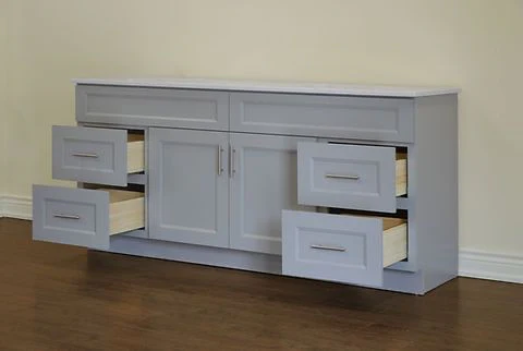 72" Inch Double Sink Solid Wood Light Grey Shaker Style Vanity Gs72  With Quartz Top - Image 4
