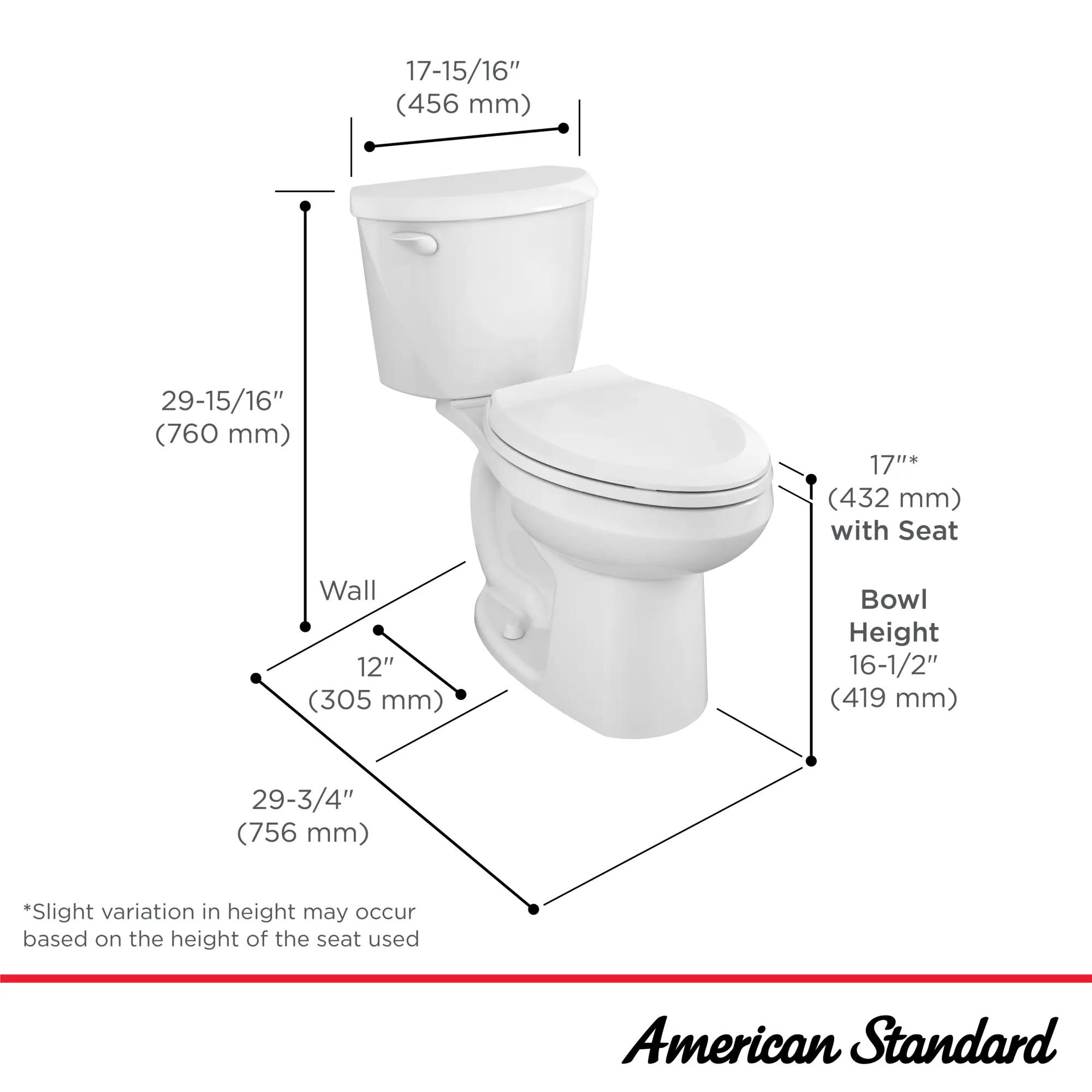 American Standard COLONY 3 Elongated 4.8 LPF Lined Two Piece Toilet Right Height White Less Seat - Image 6