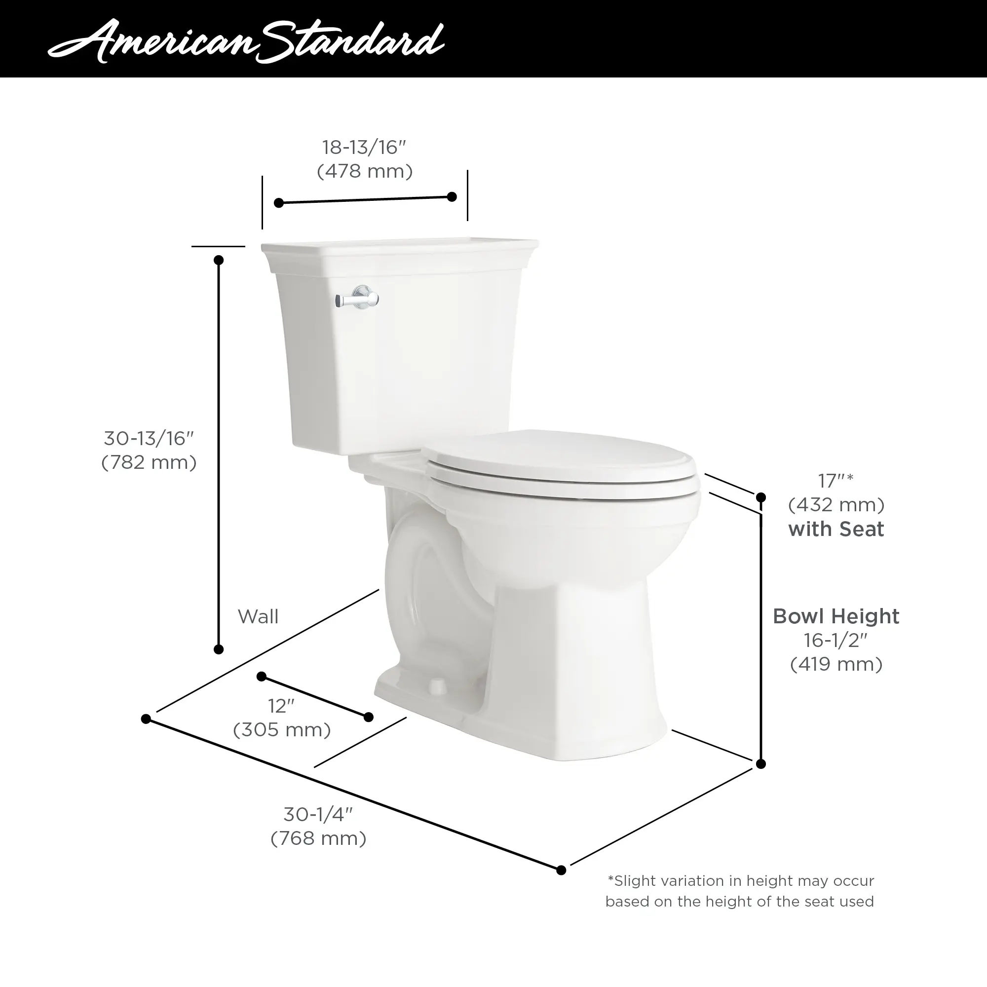 American Standard ESTATE VORMAX Elongated 4.8 LPF Two Piece Toilet Right Height White Less Seat - Image 4