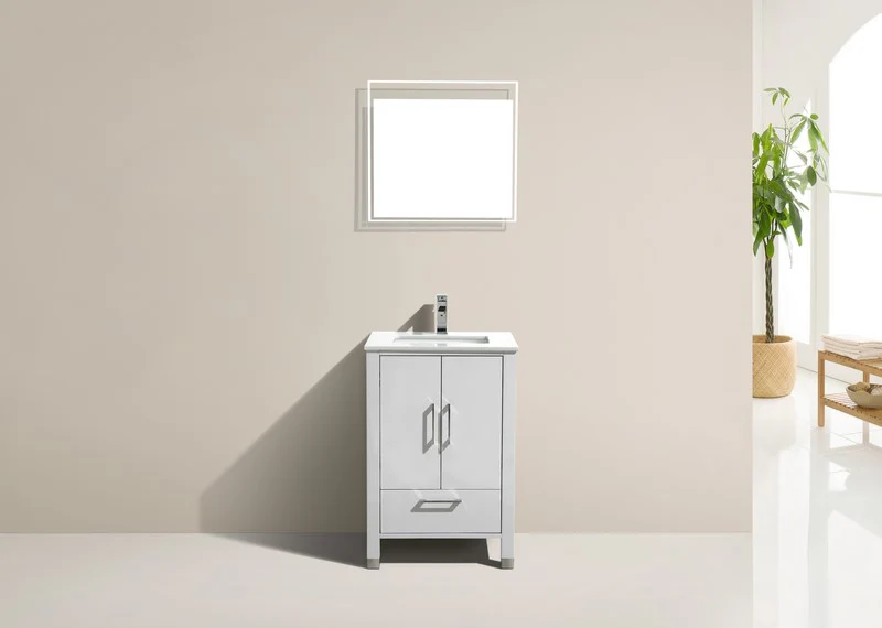 Anziano 24″ Inch High Gloss White Vanity W/ White Countertop And Undermount Sink - Image 4