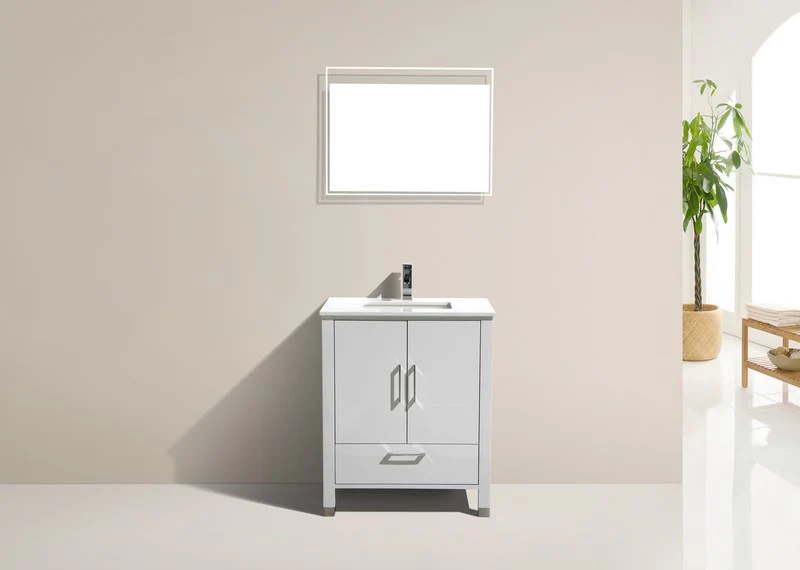 Anziano 30″ Inch High Gloss White Vanity W/ White Countertop And Undermount Sink - Image 4