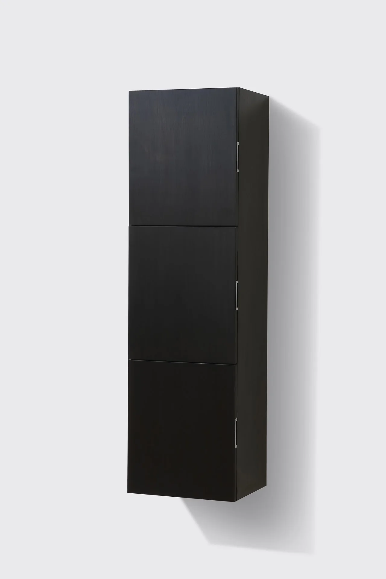 Bathroom Black Wood Linen Side Cabinet w/ 3 Large Storage Areas - Image 3
