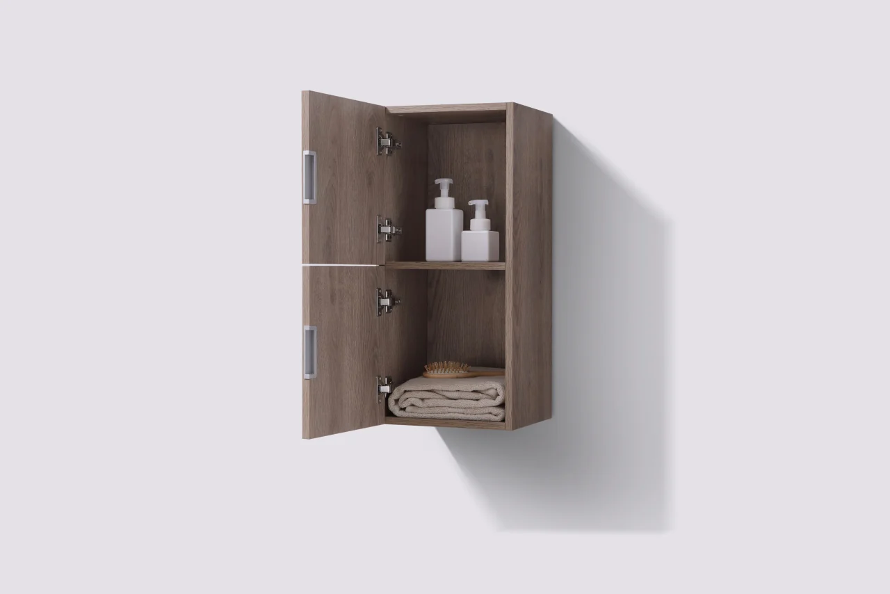 Bathroom Butternut Linen Side Cabinet w/ 2 Storage Areas - Image 4