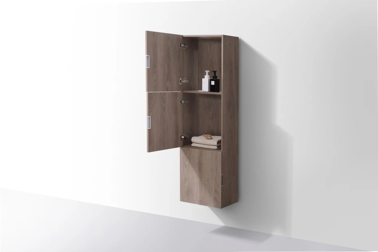 Bathroom Butternut Linen Side Cabinet w/ 3 Storage Areas - Image 4