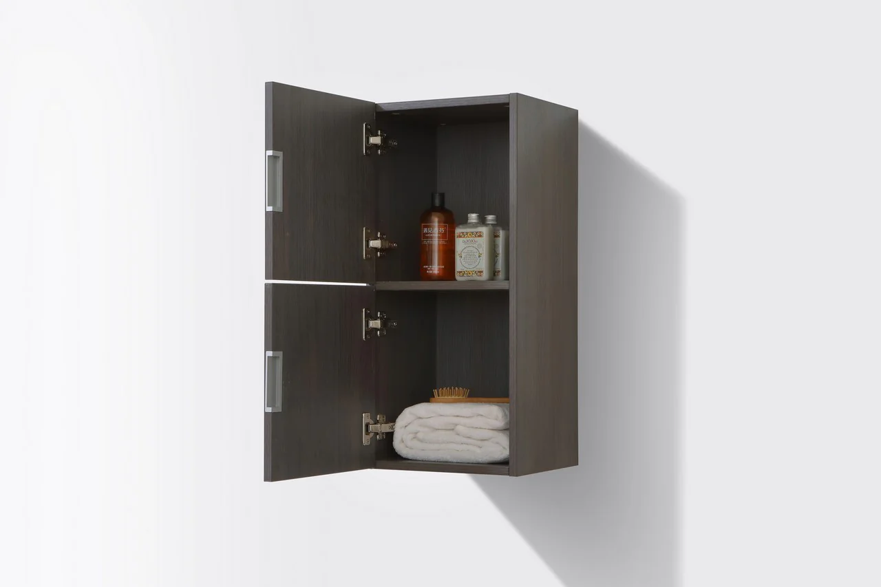 Bathroom Gray Oak Linen Side Cabinet w/ 2 Storage Areas - Image 4
