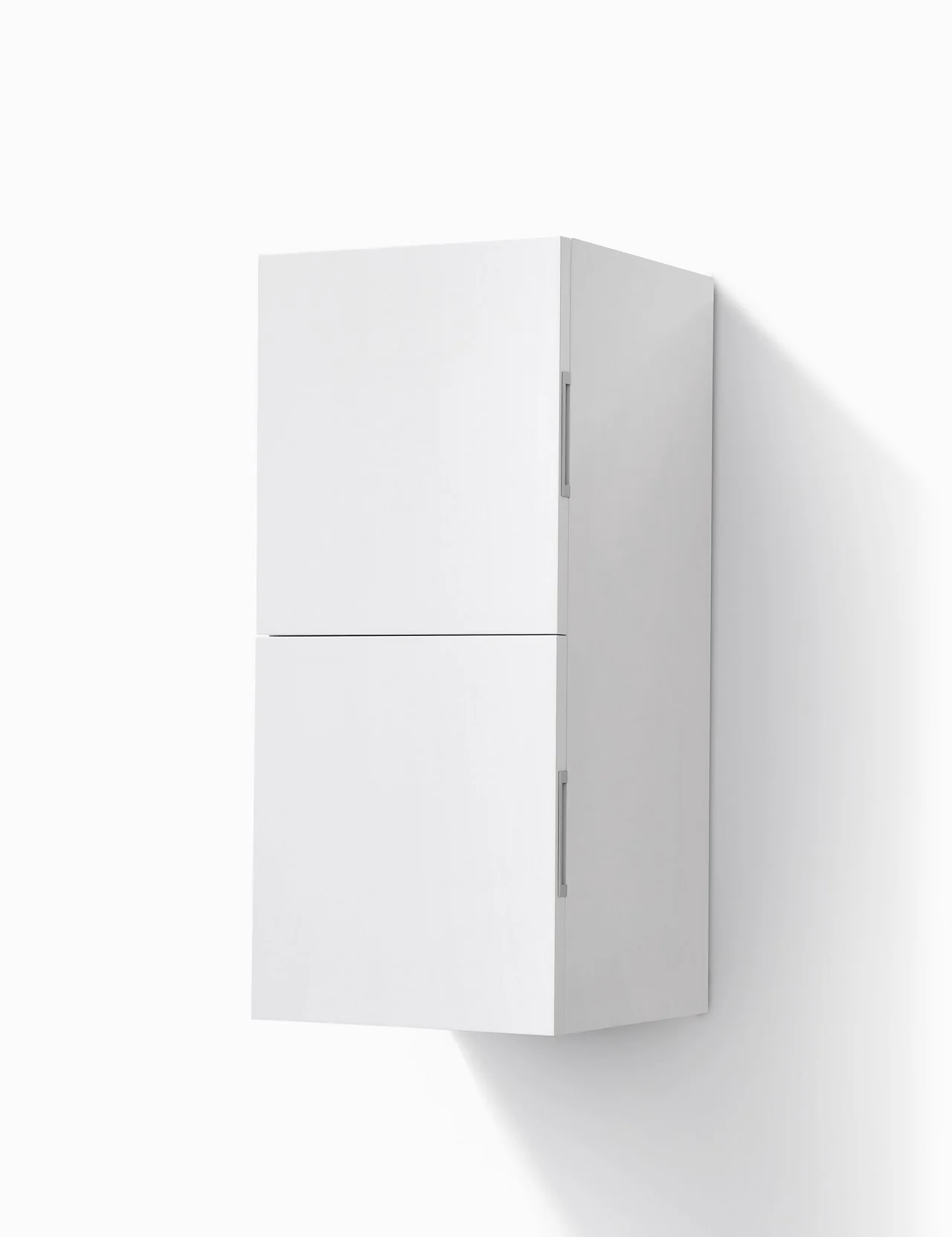 Bathroom High Gloss White Linen Side Cabinet w/ 2 Storage Areas - Image 3