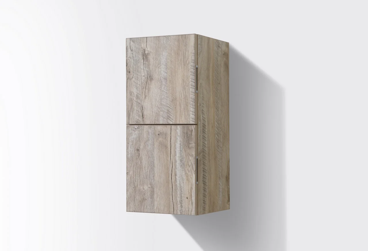 Bathroom Nature Wood Linen Side Cabinet w/ 2 Storage Areas - Image 3
