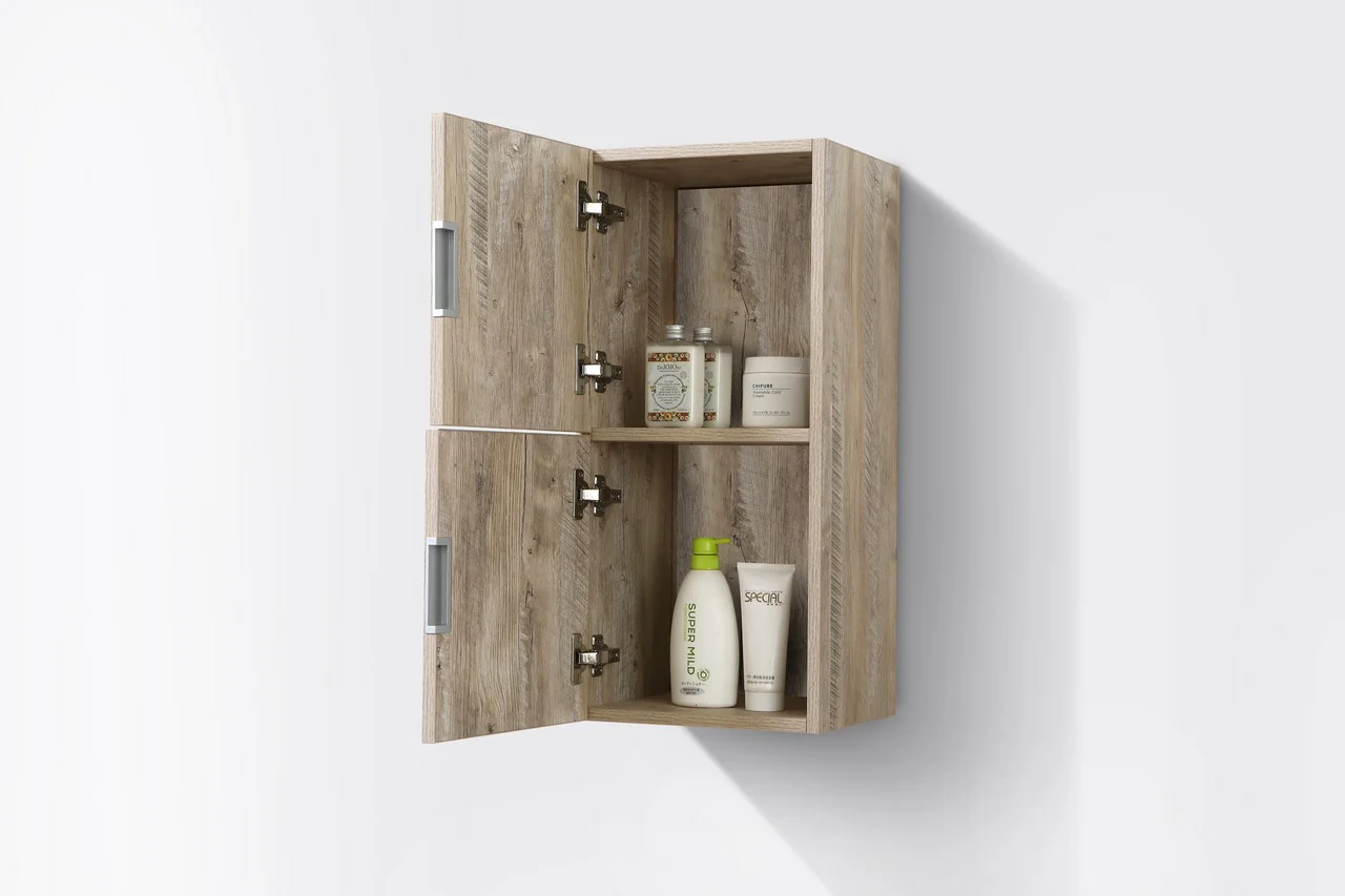 Bathroom Nature Wood Linen Side Cabinet w/ 2 Storage Areas - Image 4