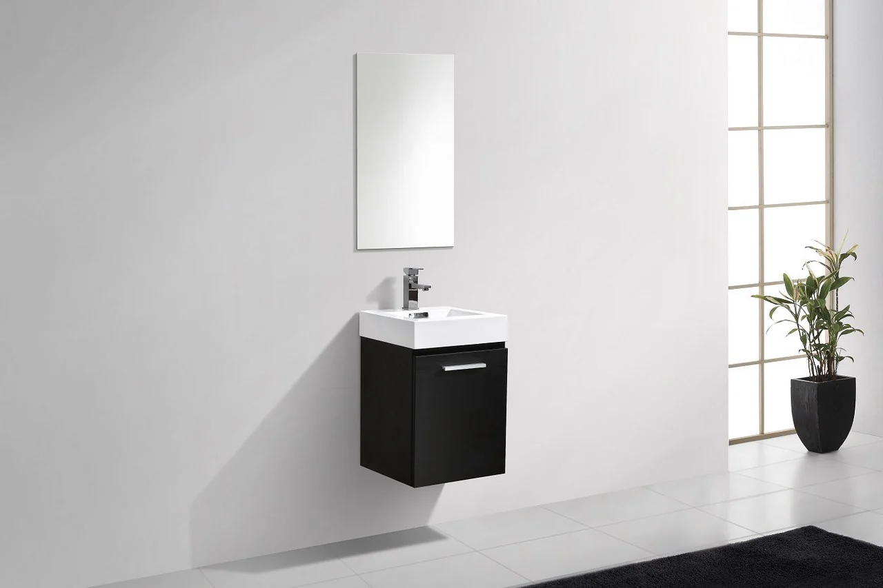 Bliss 16″ Inch Black Wall Mount Modern Bathroom Vanity - Image 3