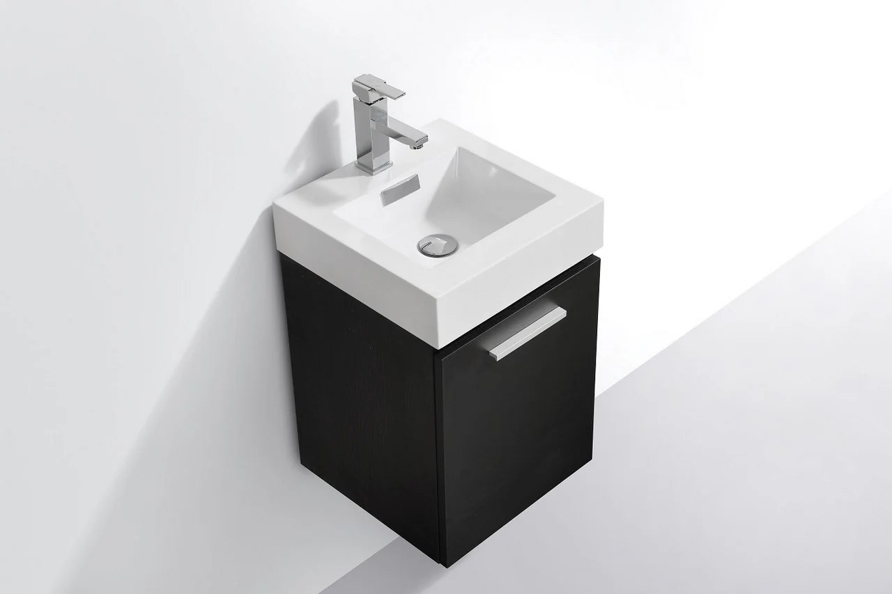 Bliss 16″ Inch Black Wall Mount Modern Bathroom Vanity - Image 4