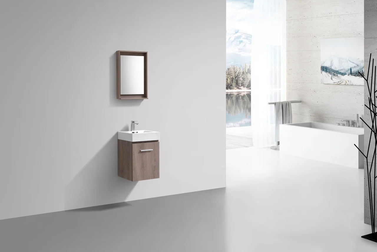 Bliss 16″ Inch Butternut Wall Mount Modern Bathroom Vanity - Image 3