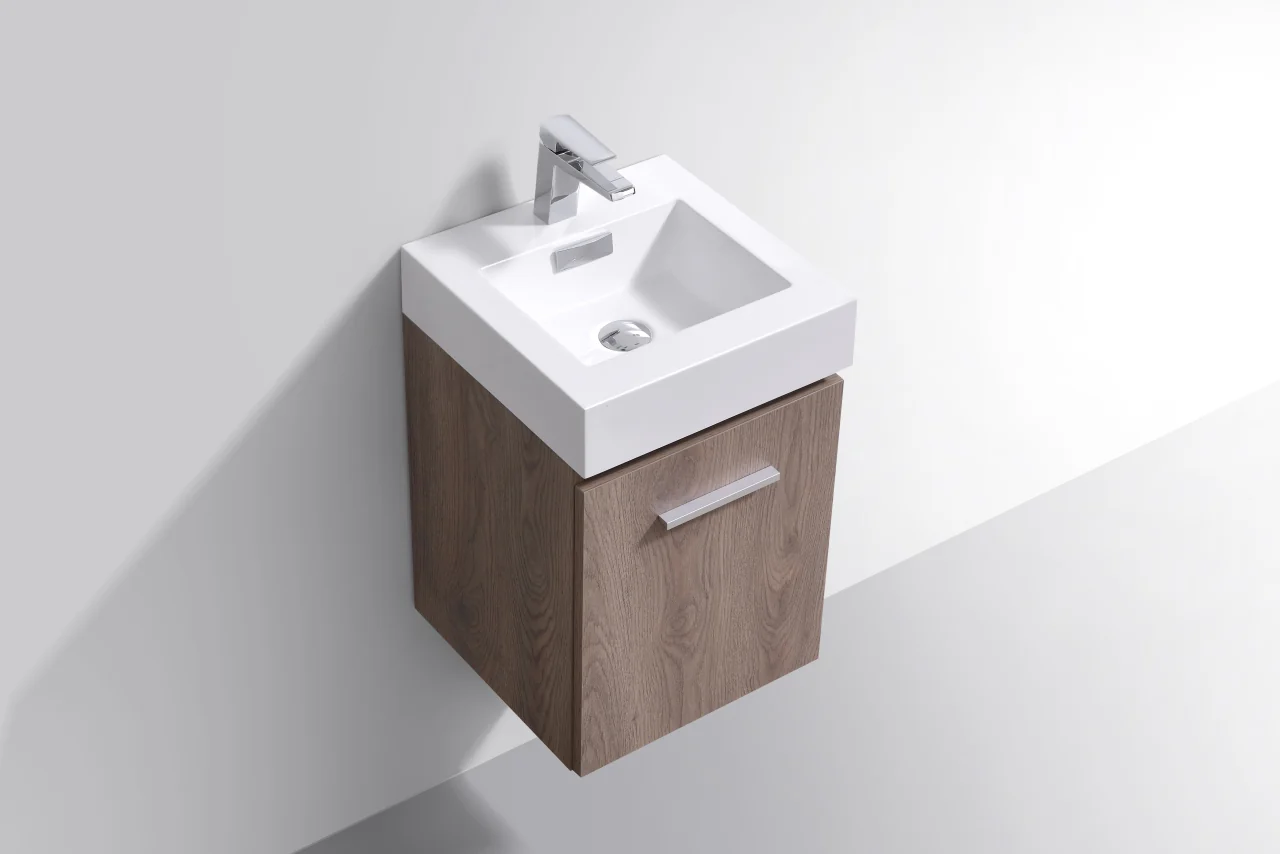 Bliss 16″ Inch Butternut Wall Mount Modern Bathroom Vanity - Image 4