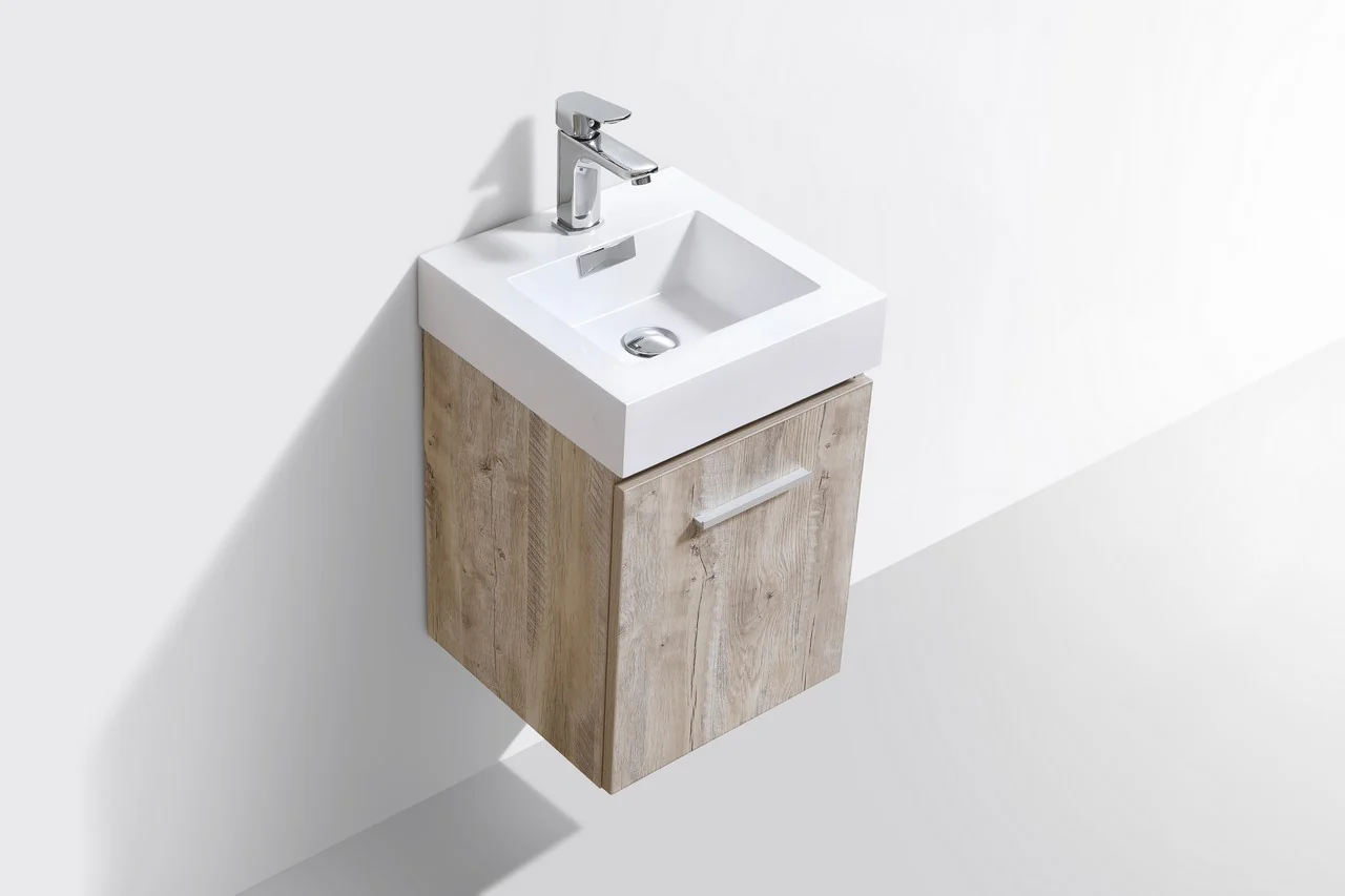 Bliss 16″ Inch Nature Wood Wall Mount Modern Bathroom Vanity - Image 3