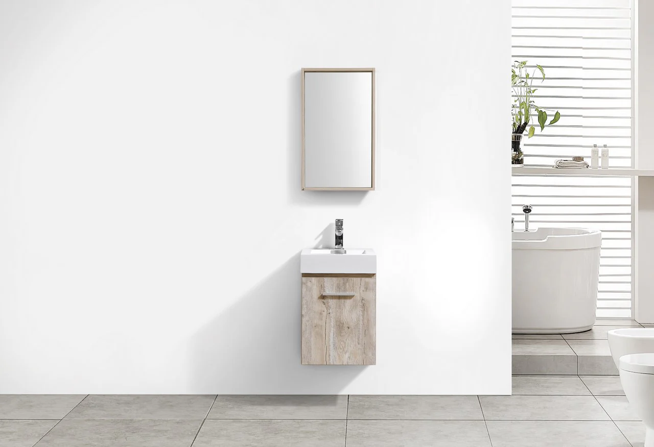 Bliss 16″ Inch Nature Wood Wall Mount Modern Bathroom Vanity - Image 5