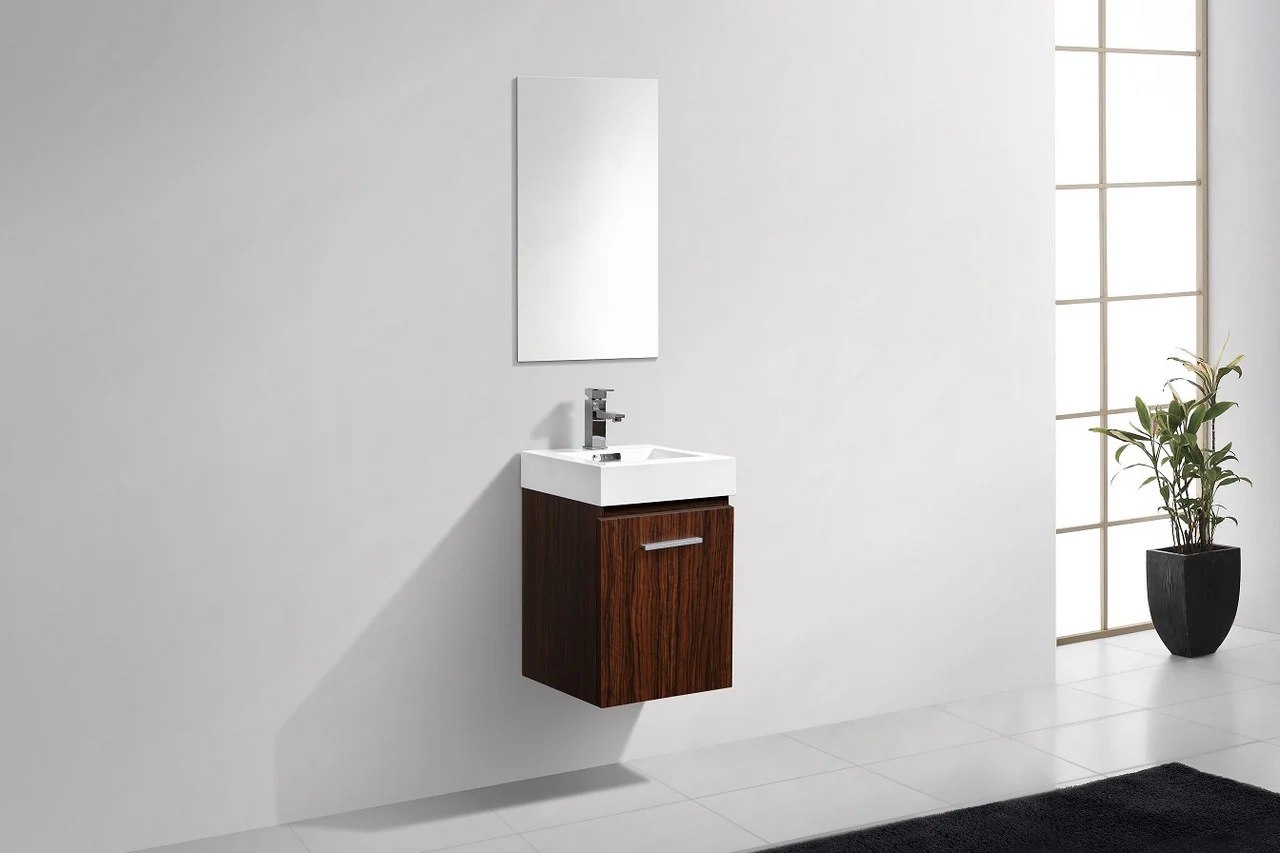 Bliss 16″ Inch Walnut Wall Mount Modern Bathroom Vanity - Image 3