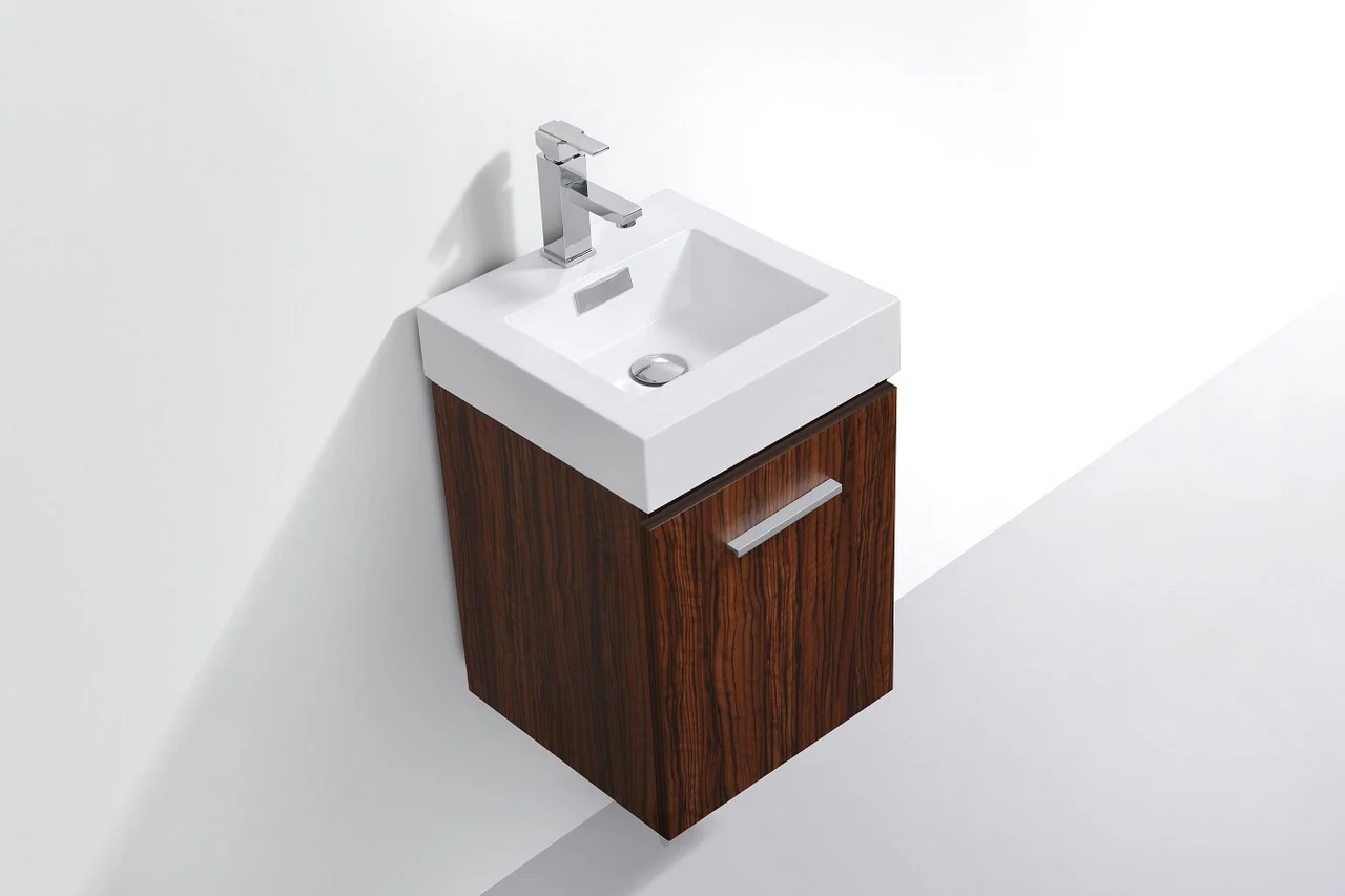 Bliss 16″ Inch Walnut Wall Mount Modern Bathroom Vanity - Image 4