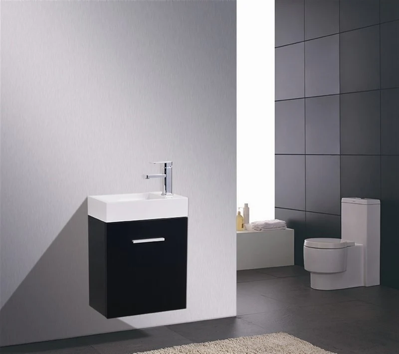 Bliss 18″ Inch Black Wall Mount Modern Bathroom Vanity - Image 2