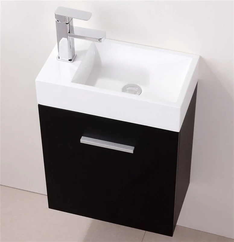 Bliss 18″ Inch Black Wall Mount Modern Bathroom Vanity - Image 4