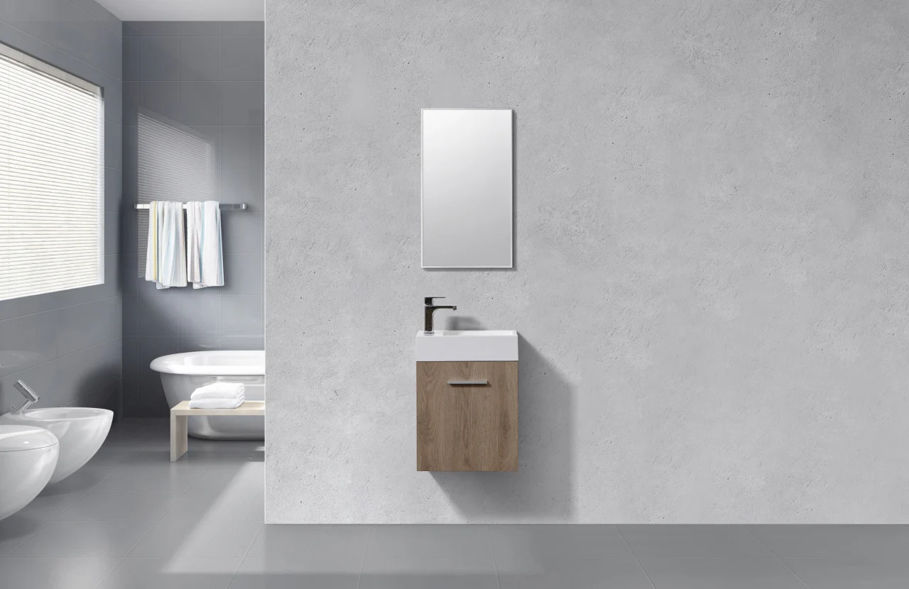 Bliss 18″ Inch Butternut Wall Mount Modern Bathroom Vanity - Image 2