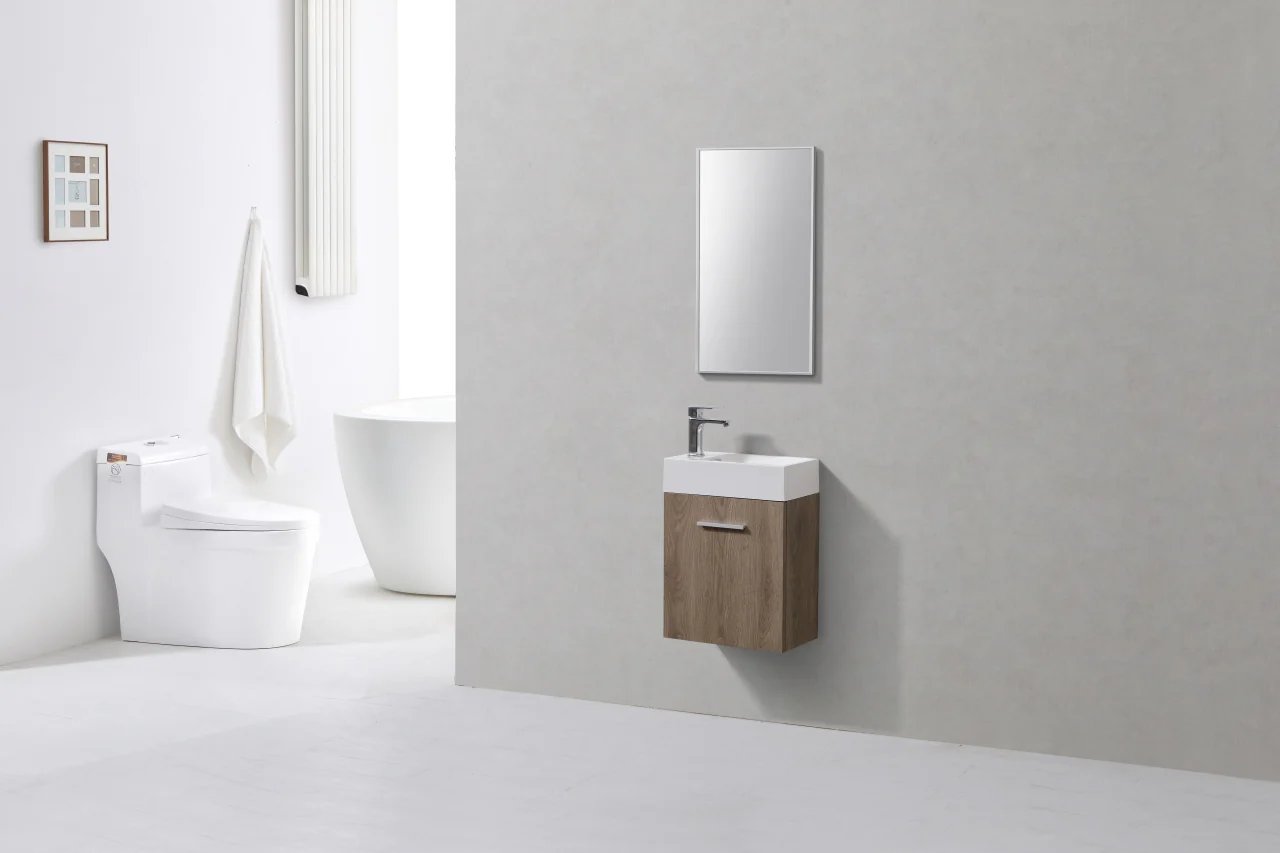 Bliss 18″ Inch Butternut Wall Mount Modern Bathroom Vanity - Image 3