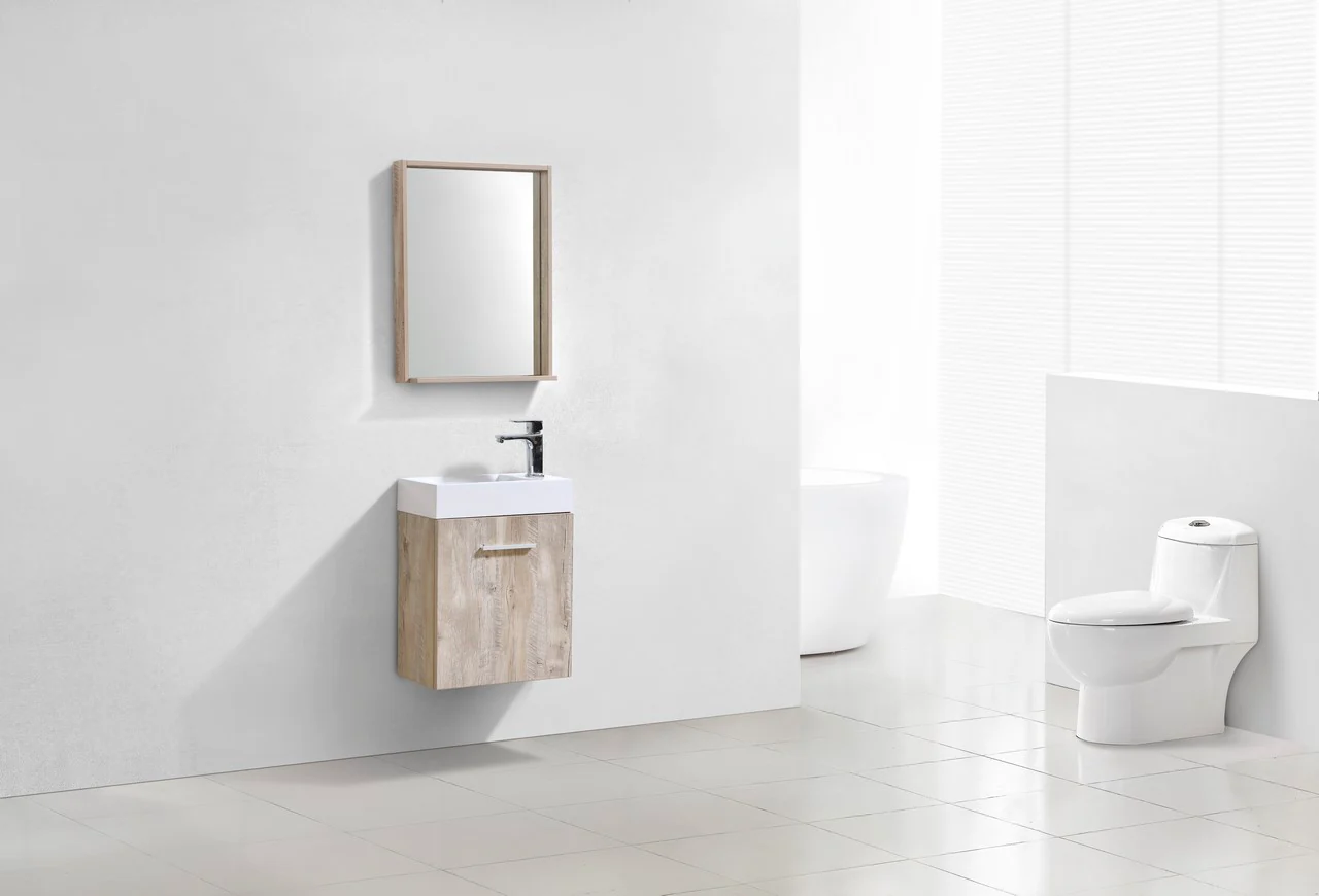 Bliss 18″ Inch Nature Wood Wall Mount Modern Bathroom Vanity - Image 2