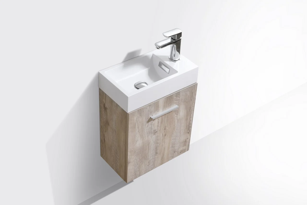 Bliss 18″ Inch Nature Wood Wall Mount Modern Bathroom Vanity - Image 3